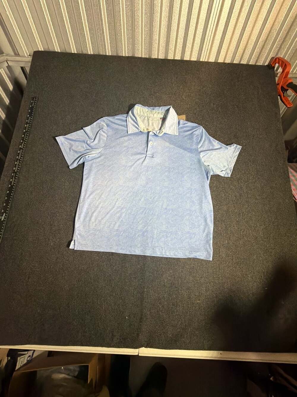 Hawke & Co Performance Golf Polo Shirt Light Blue Abstract Print